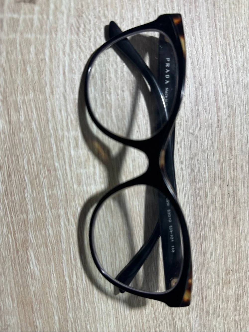 Prada Black with Tortoiseshell Accent Round Optical Frames
